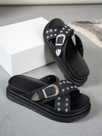 New Summer Women's Fashion Sandals: Criss-Cross Platform Style with Buckles