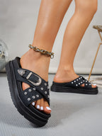 New Summer Women's Fashion Sandals: Criss-Cross Platform Style with Buckles