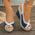 Summer 2026 New Women's Casual Woven Peep-Toe High-Heeled Sandals